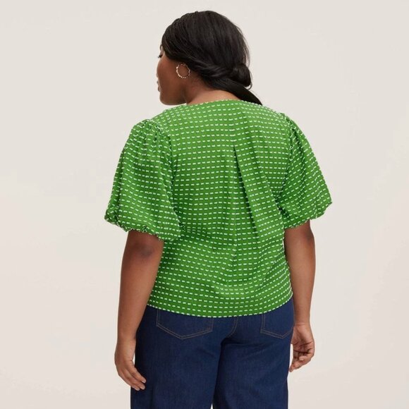 NWT Kate Spade New York x Target Textured Polka Dot Puff Short Sleeve Top Blouse - Picture 3 of 7